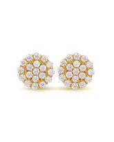 HELENA Round Cluster Diamonds Halo Flower Stud Earrings