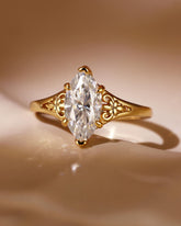 JOVI Fleur-De-Lis Signet Marquise Shape Moissanite Engagement Ring