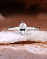 JULIET Pear Shape Moissanite Engagement Ring Minimalist Solitaire Promise Ring