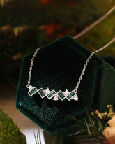 ILEAN Natural Moss Agate Baguette Geometric Necklace