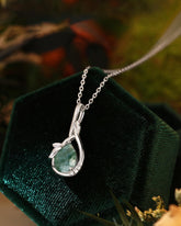 WREN Nature Inspired Pear Cut Moss Agate Leaf Infinity Necklace