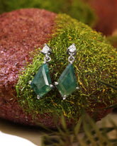 ANITA Kite Cut Moss Agate Dangle Earrings