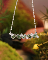 ILEAN Natural Moss Agate Baguette Geometric Necklace