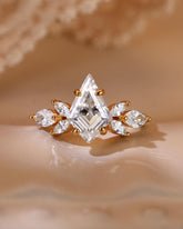 KEZIA Unique Kite Cut Moissanite Diamond Cluster Engagement Ring