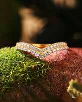 SKYLAR Double Moissanite Pavé Curved Wedding Band Stacking Ring