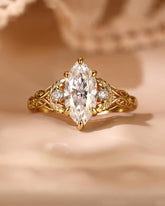 JOSEPHINE Vintage Marquise Cut Moissanite Celtic Knot Engagement Ring