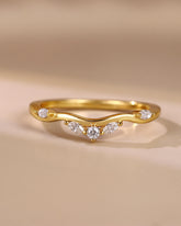 VEDA Marquise & Round Cut Moissanite Wavy Curved Wedding Band