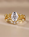 WRENLEY Oval Cut Moissanite Leaf Engagement Ring Set