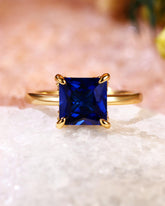 BELINDA Floral Basket Princess Cut Sapphire Solitaire Engagement Ring