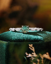 ONA Round Shaped Moss Agate Marquise Engagement Ring