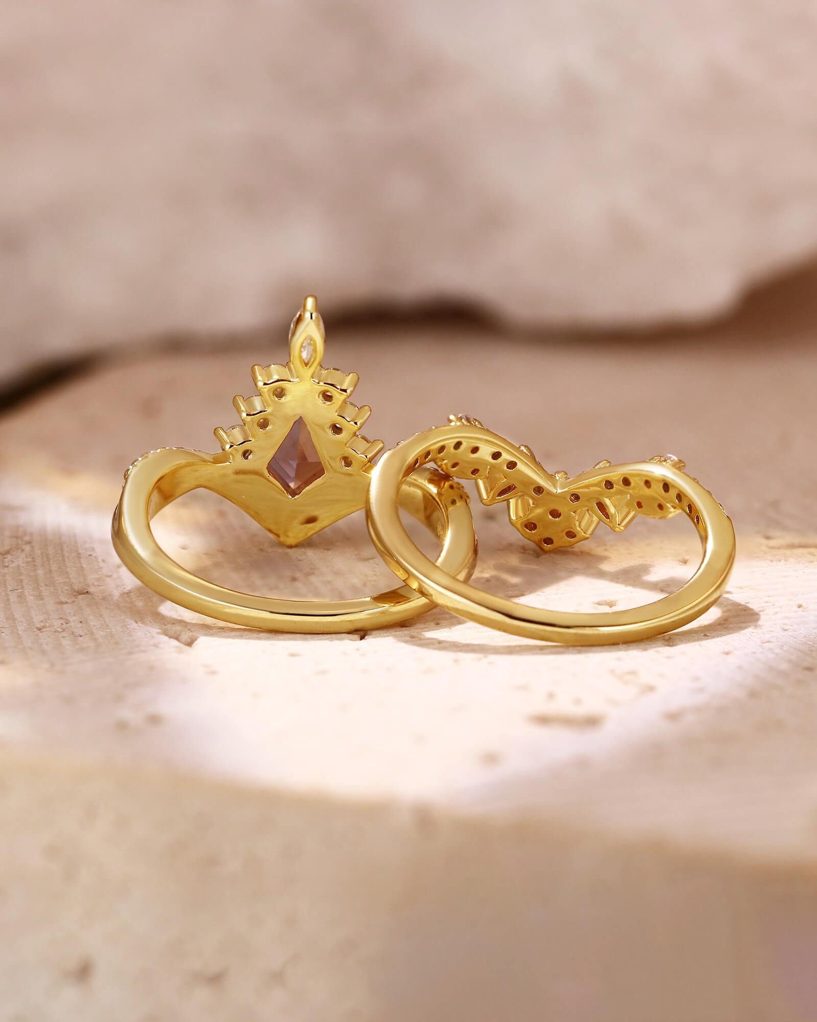 CHANTILLY Kite Cut Alexandrite Engagement Ring Cluster Bridal Ring Set CHANTILLY Kite Cut Alexandrite Engagement Ring Cluster Bridal Ring Set