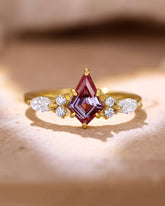 LYRA Unique Alexandrite Kite Cut Three Sides Stone Engagement Ring