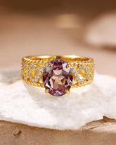 AMETHYSTA Hollowed Infinity Band Oval Cut Alexandrite Engagement Ring