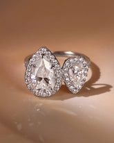 ILLAYNA Double Halo Pear Cut Moissanite Custom Ring