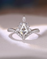 LUX Infinity Kite Cut Moissanite Diamonds Halo Engagement Ring