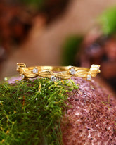 TILIA Moissanite Nature Inspired Leaf Design Wedding Band