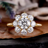 FLORA Round Cut Flower engagement ring