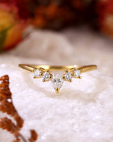 PEREGRINA Pear Shaped Moissanite Curved Wedding Band