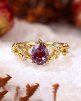 LAUREL Pear Cut Alexandrite Leaf Engagement Ring
