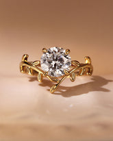 HALI Nature Vibe Round Moissanite Leaf Engagement Ring
