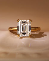 RETTA Double Claws Emerald Cut Engagement Ring