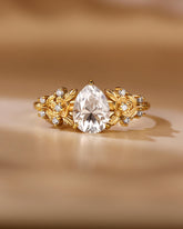 FLEUR Pear Cut Moissanite Vintage Blossom Engagement Ring