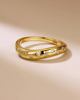 ASTRA Minimalist Wavy Moissanite Wedding Band Stacking Ring