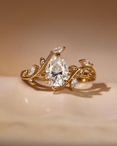 MALI Leaf Vine Pear Cut Engagement Ring