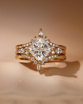 MIRABELLA Two V-Shaped Band Princess Cut Engagement Ring Set