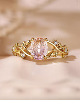 YOLANDE Fantasy Cut Oval Shaped Ametrine Nature Inspired Leafy Engagement Ring