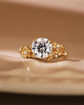 SUNNY Floral Inspired Round Cut Moissanite Engagement Ring