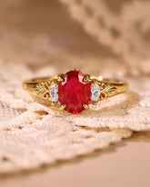 LILA Art Deco Style Oval Cut Ruby Engagement Ring