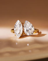 JOY Marquise & Pear Cut Moissanite Two Stone Engagement Ring