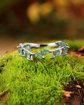 LYRIC Marquise Cut Moss Agate Ring for Women