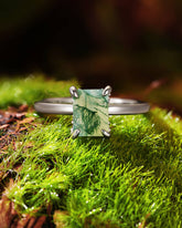 HAVEN Nature Inspired Emerald Moss Agate Engagement Ring