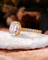 ELENA Hidden Halo Oval Cut Moissanite Diamond Pave Engagement ring