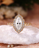 KATRIEL Vintage Halo Marquise Cut Moissanite Engagement Ring