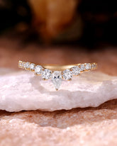 SYLVIA Pear Shaped Moissanite Curved Wedding Band Stacking Ring
