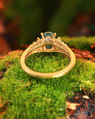 VERENA Moss Agate Oval Cut Art Deco Style Engagement Ring