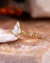 PETRA Kite Cut Moissanite Engagement Ring Milgrain marquise Design Promise Ring