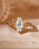 EUGENIA Marquise Cut Moissanite Leafy Floral Bypass Engagement Ring