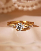 CIELO Round Cut Twist Engagement Ring