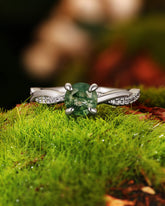 TULSI Twist Round Cut Moss Agate Engagement Ring