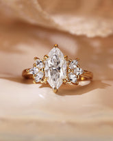 LIANA Marquise Moissanite Cluster Engagement Ring