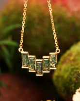 THORNELLE Minimalist Baguette Moss Agate Necklace