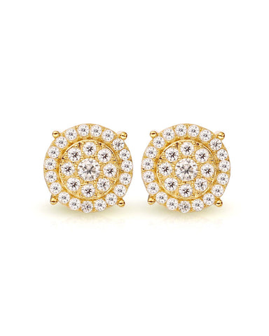 CRYSTAL Moissanite Diamond Round Cluster Studs Earring