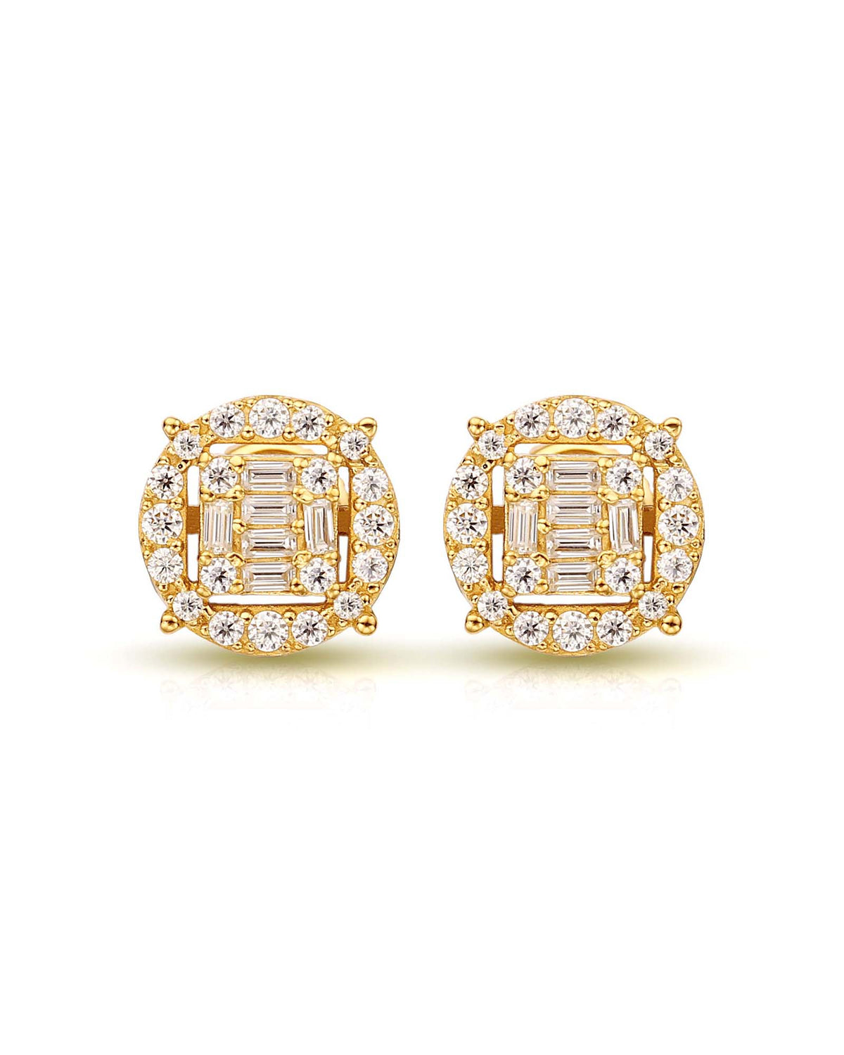 ELLIE Baguette & Round Composite Diamond Stud Earrings