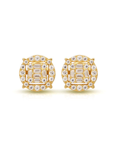 ELLIE Baguette & Round Composite Diamond Stud Earrings