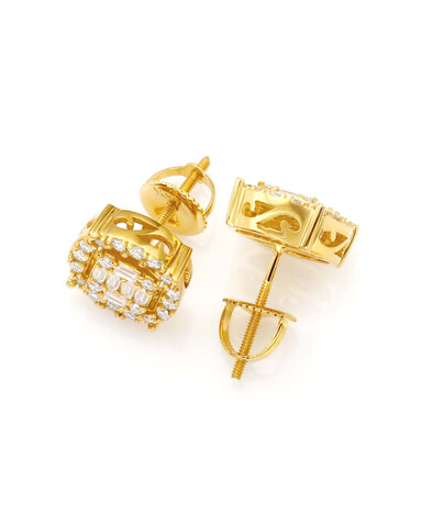 ELLIE Baguette & Round Composite Diamond Stud Earrings
