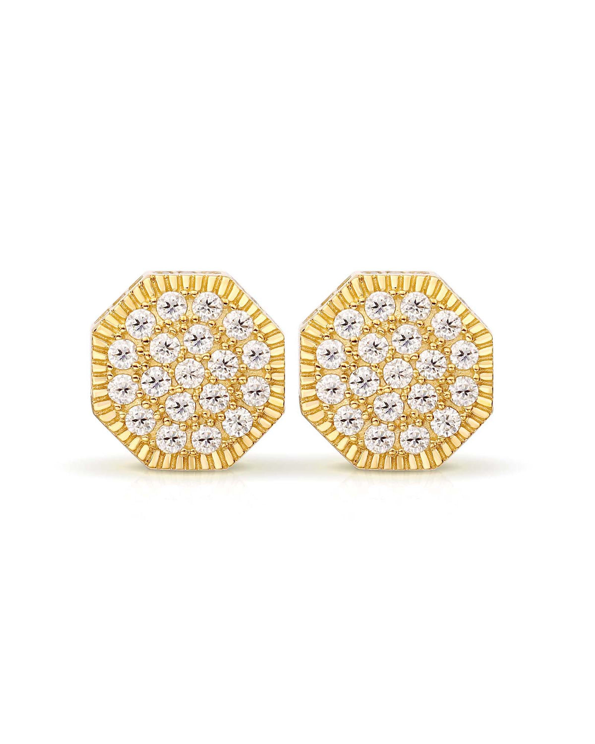 ESTHER Octagonal Diamond Fluted Frame Cluster Earrings